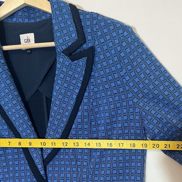 CAbi Scholarship Knit Blazer Jacket Medium Size Navy Blue Stretch Career Work - Picture 4 of 14